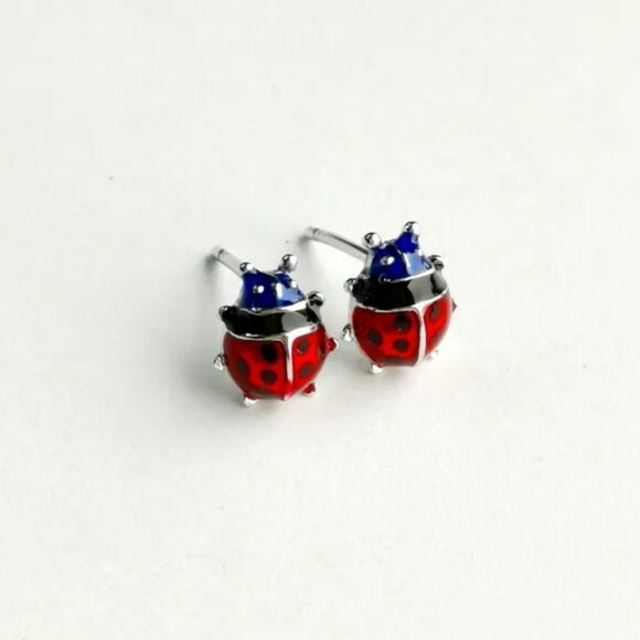 Jem Designs Shop Jewelry - Sterling silver enamel ladybug stud earrings